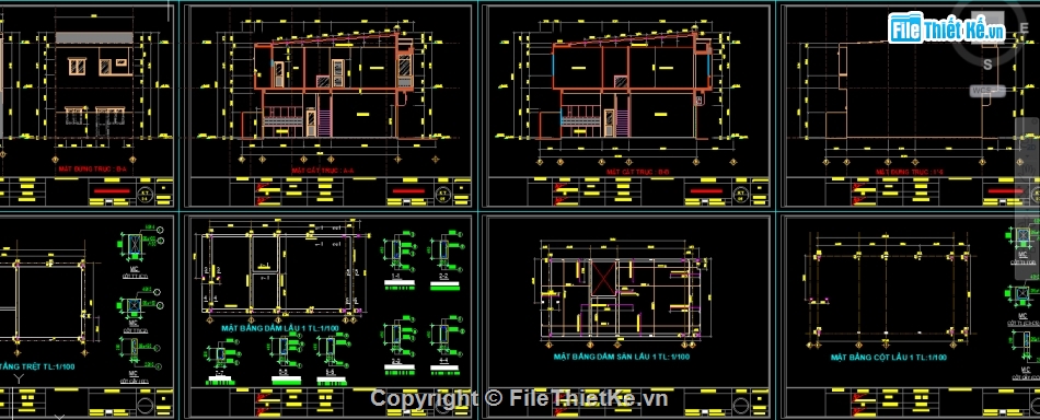 File cad nhà ở  thương mại,Nhà ở thương mại,nhà 2 tầng 6x15m,nhà ở khu dân cư